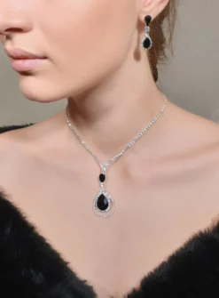 Parure collier strass + boucles