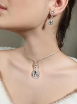 Parure collier strass + boucles