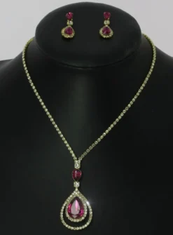 Parure collier strass + boucles