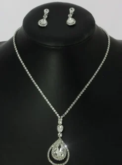 Parure collier strass + boucles