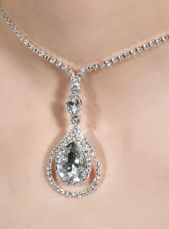 Parure collier strass + boucles