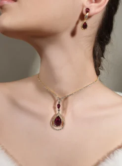 Parure collier strass + boucles