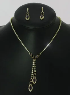 Parure collier strass + boucles
