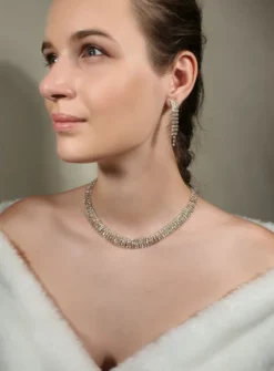 Parure strass mariage avec collier + boucles