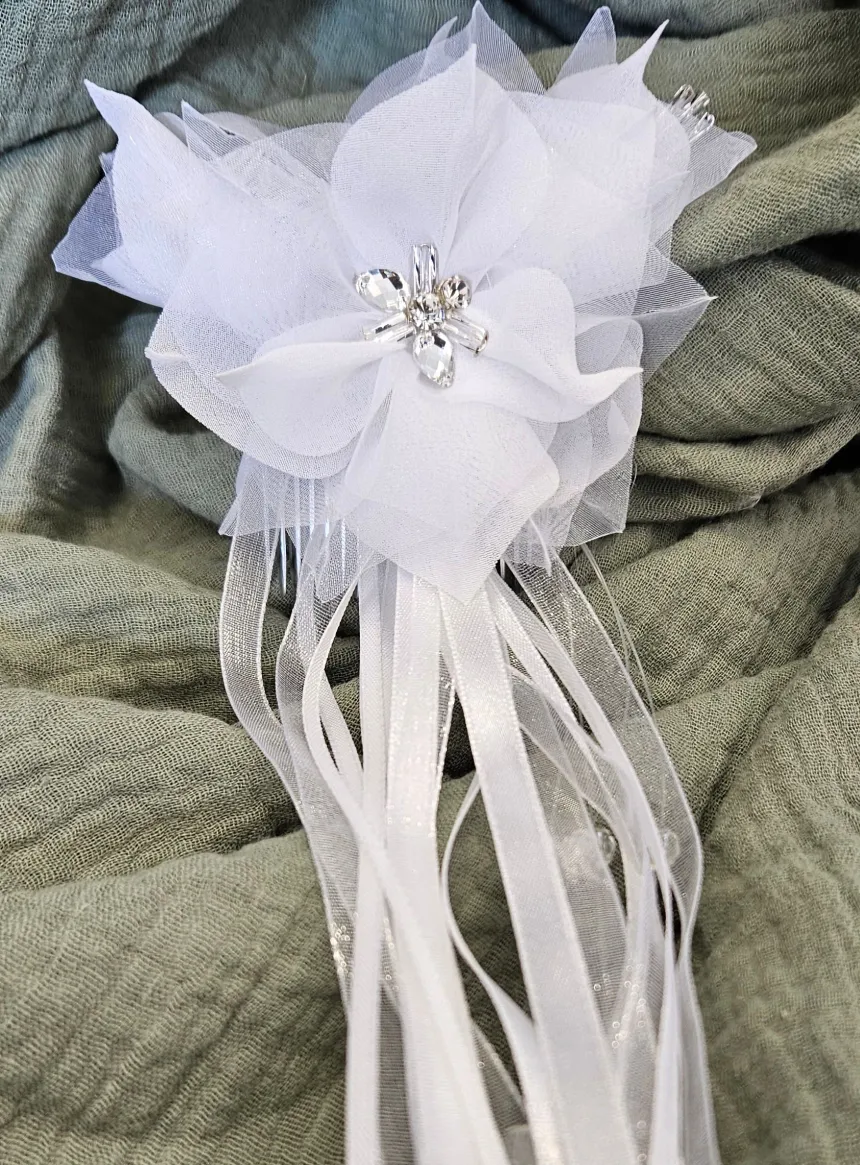 Peigne à cheveux de mariage grosse fleur Blanc