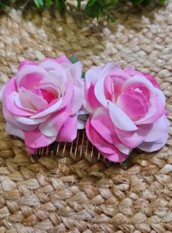 Peigne cheveux en fleur de rose