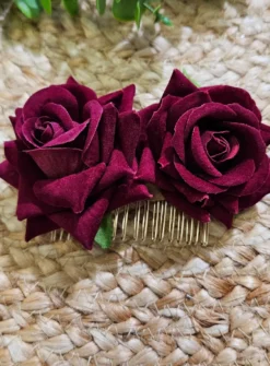 Peigne cheveux en fleur de rose