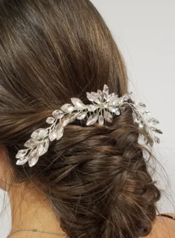 Peigne cheveux strass sur peigne Gris argent