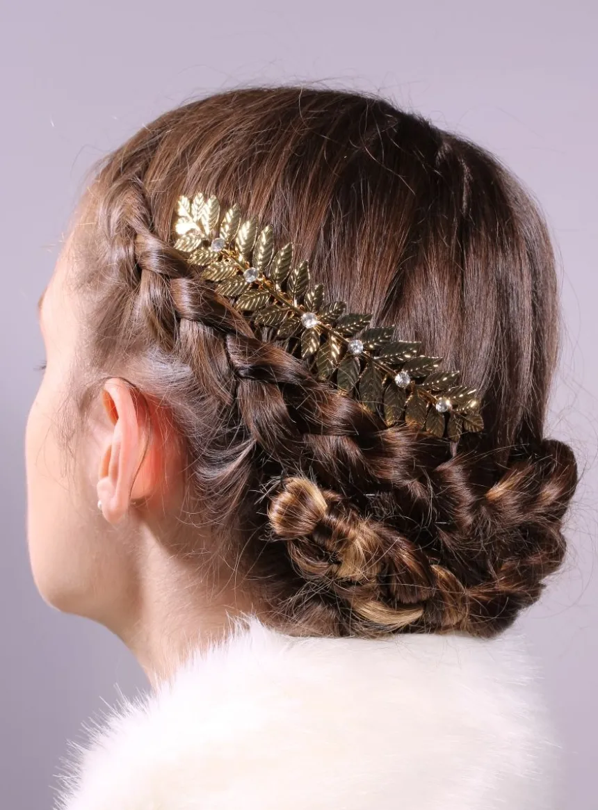 Peigne chignon feuilles de laurier avec strass
