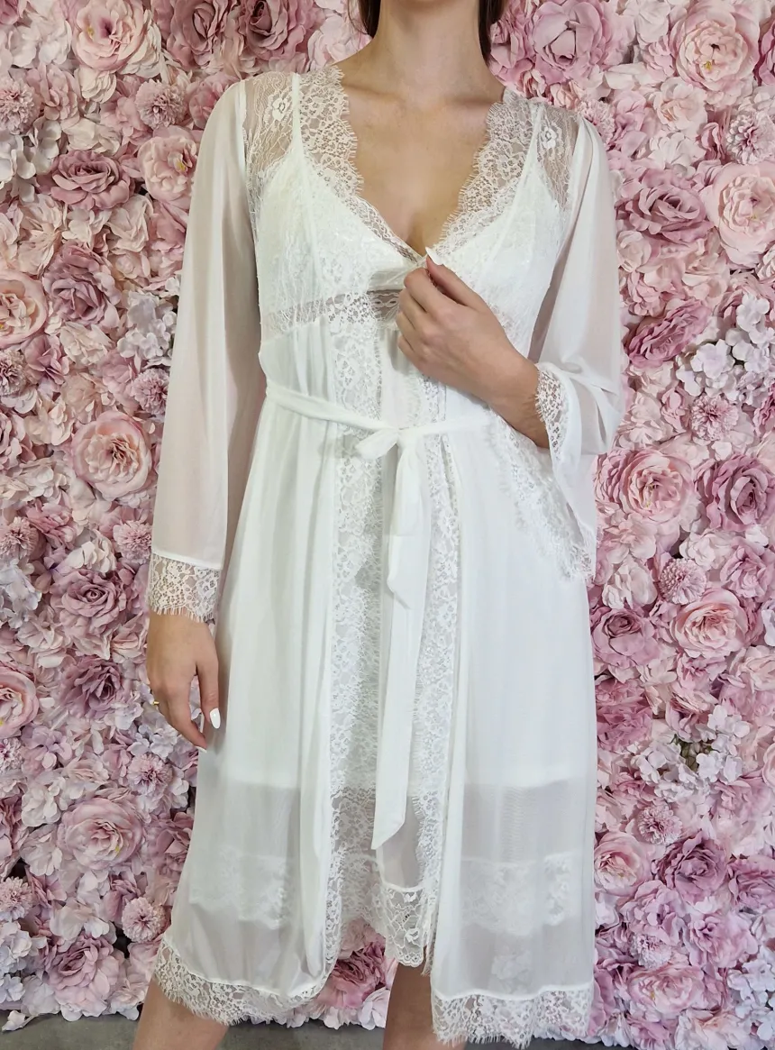 Peignoir dentelle mariage femme