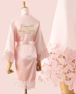 Peignoir mariée avec dentelle - Personnalisable