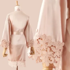 Peignoir mariée avec dentelle - Personnalisable