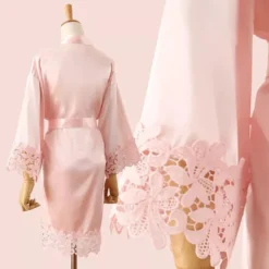Peignoir mariée avec dentelle - Personnalisable