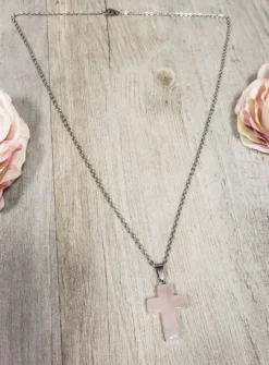 Pendentif Croix en pierre + Chaine