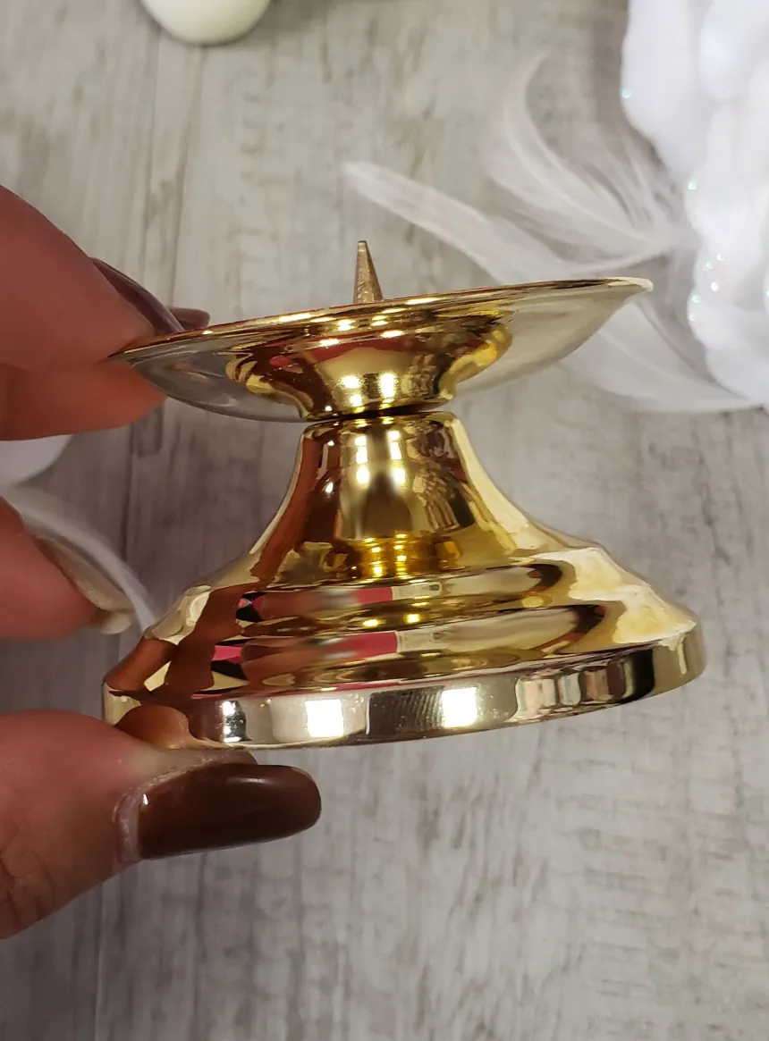 Petit Chandelier plat pour bougie large Or