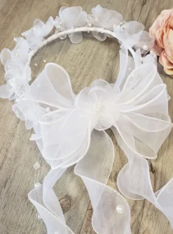 Petite couronne fleurs et rubans Blanc