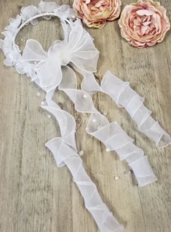 Petite couronne fleurs et rubans Blanc