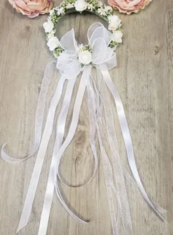 Petite couronne marguerites et roses Blanc