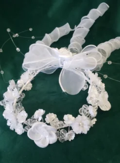 Petite couronne perles et fleurs Blanc