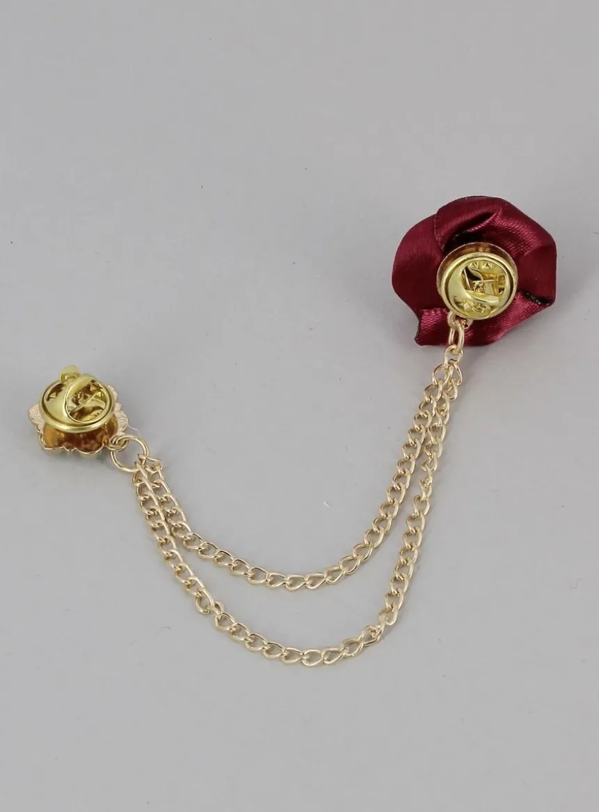 Pin's Boutonnière fleur satin Bordeaux