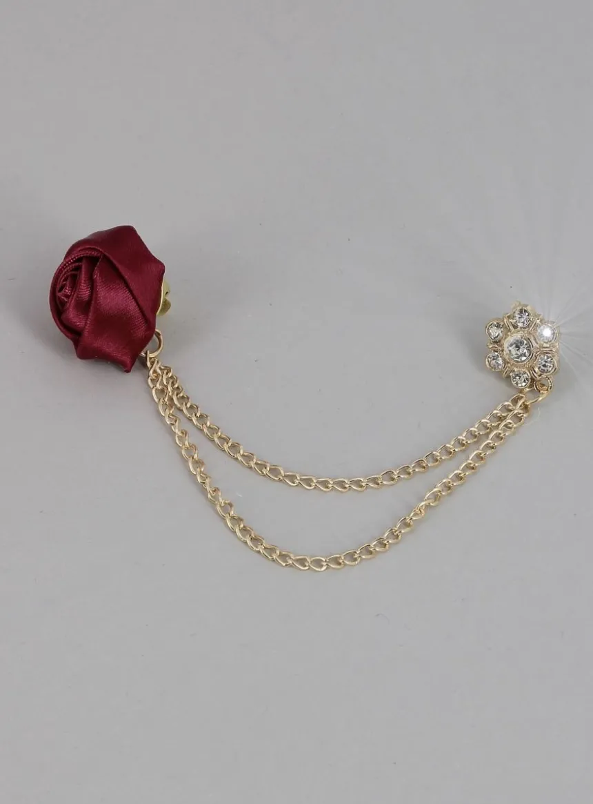 Pin's Boutonnière fleur satin Bordeaux
