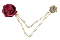 Pin's Boutonnière fleur satin Bordeaux