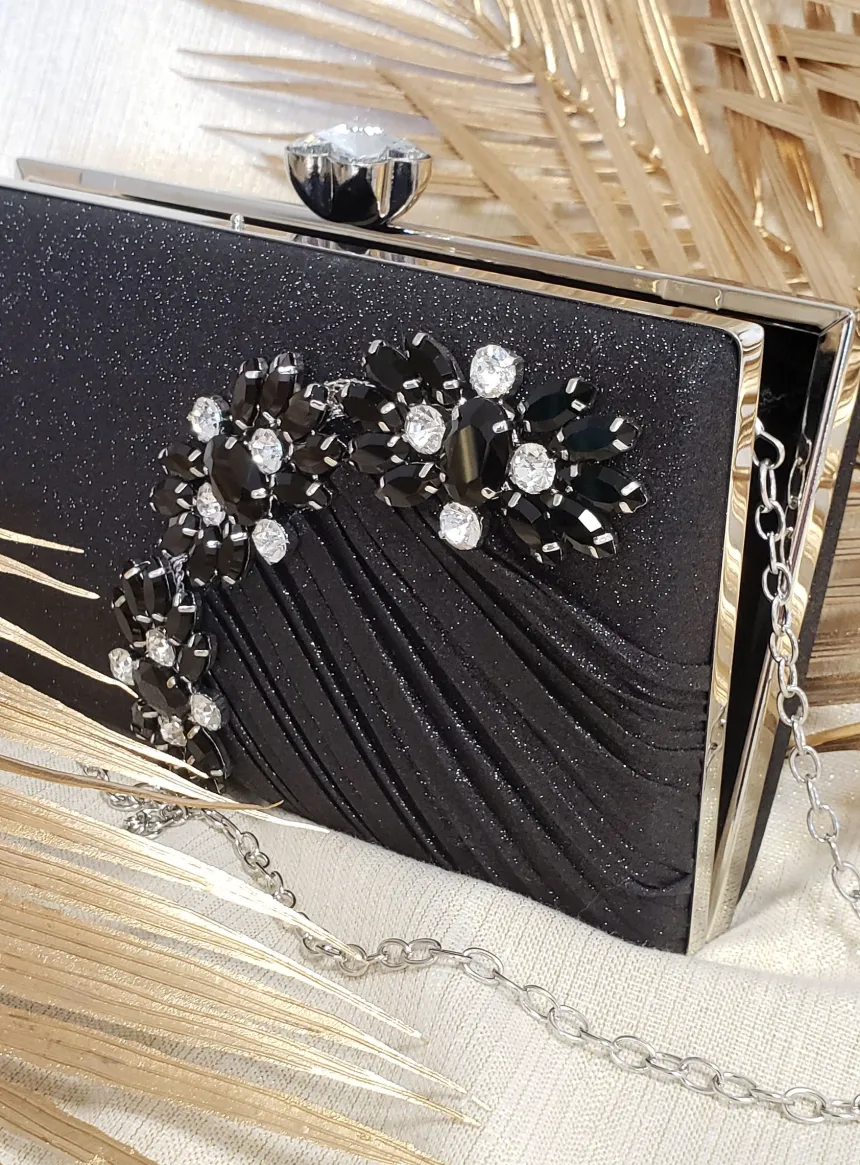 Pochette de soirée femme à pailletttes et gros strass