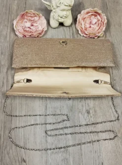 Pochette de soirée longue avec chainette et scintillante