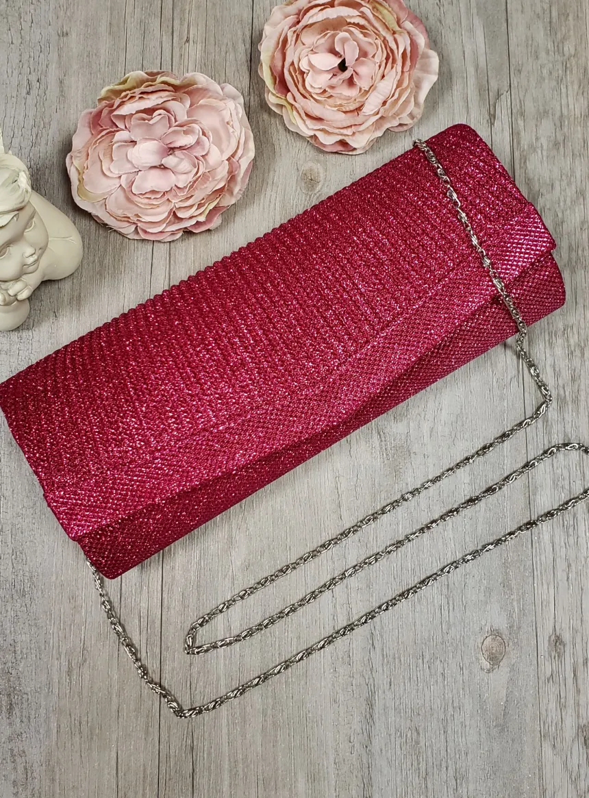 Pochette de soirée longue avec chainette et scintillante
