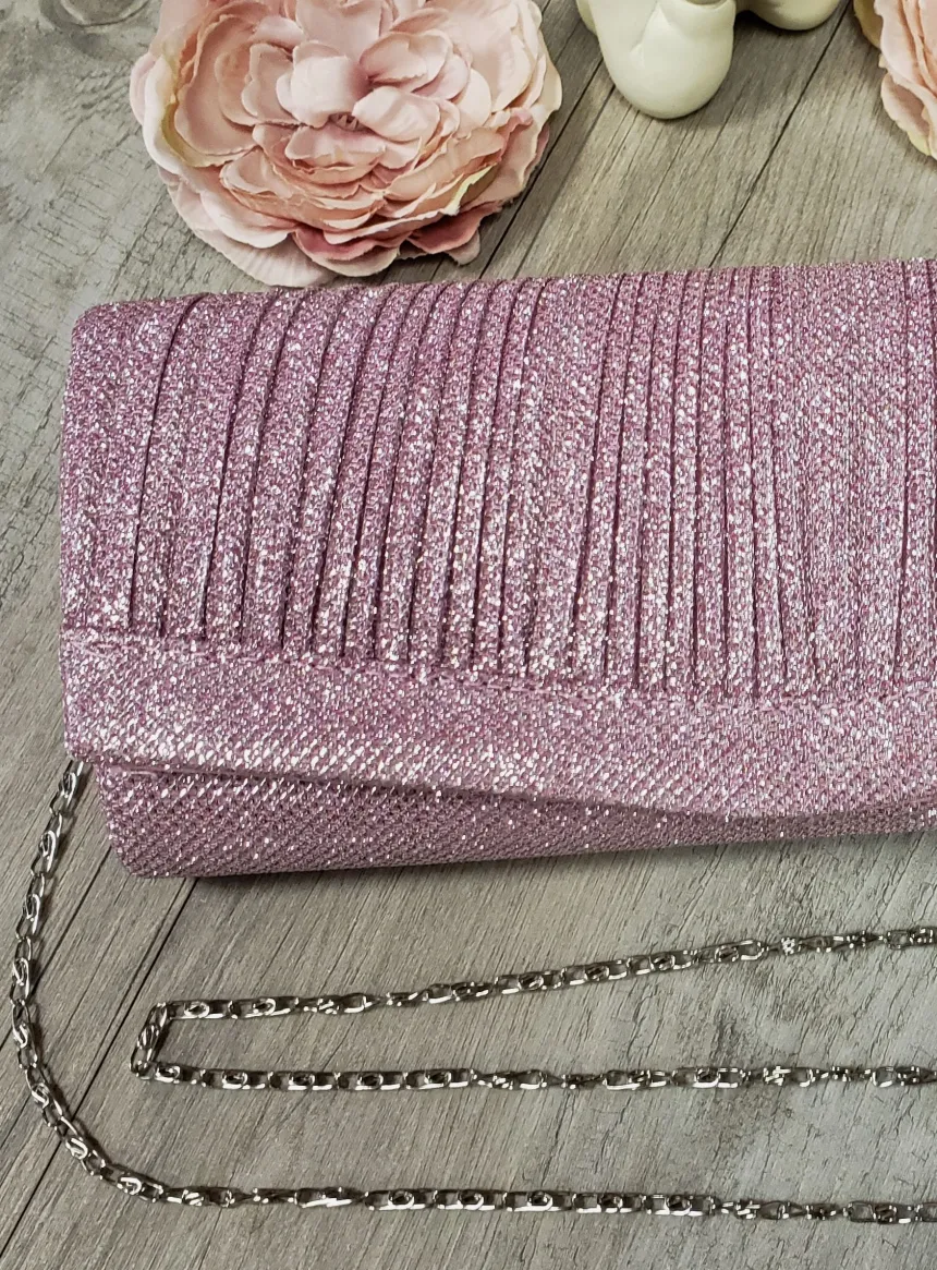 Pochette de soirée longue avec chainette et scintillante