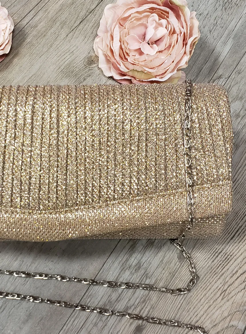 Pochette de soirée longue avec chainette et scintillante
