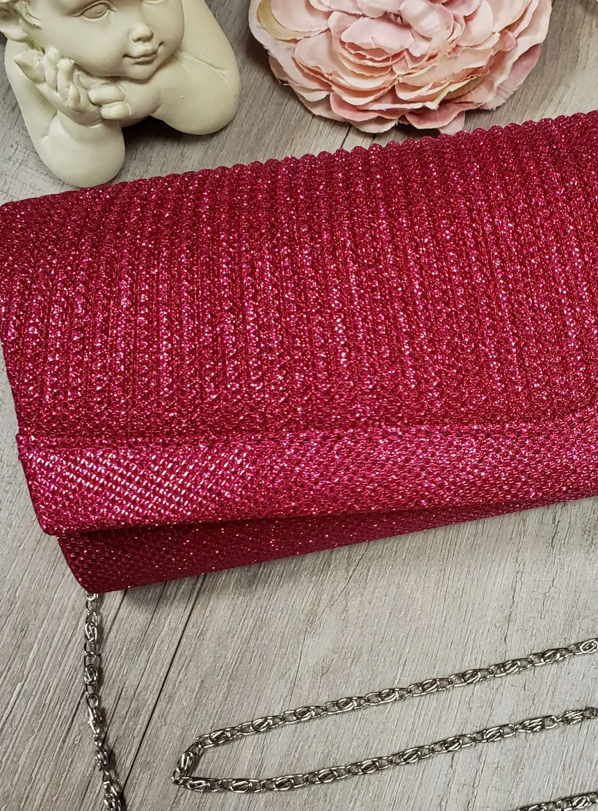 Pochette de soirée longue avec chainette et scintillante