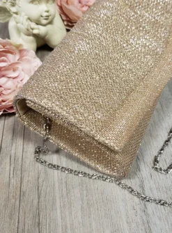 Pochette de soirée longue avec chainette et scintillante