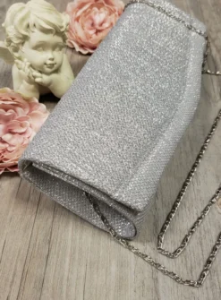 Pochette de soirée longue avec chainette et scintillante