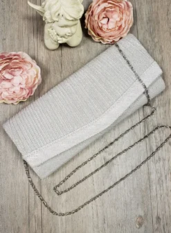 Pochette de soirée longue avec chainette et scintillante