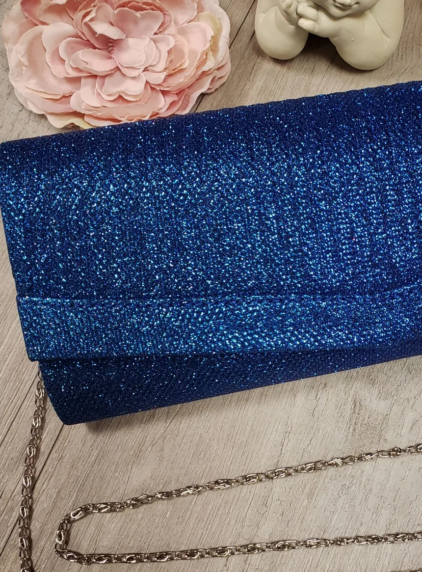 Pochette de soirée longue avec chainette et scintillante