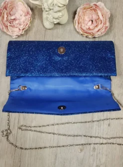 Pochette de soirée longue avec chainette et scintillante
