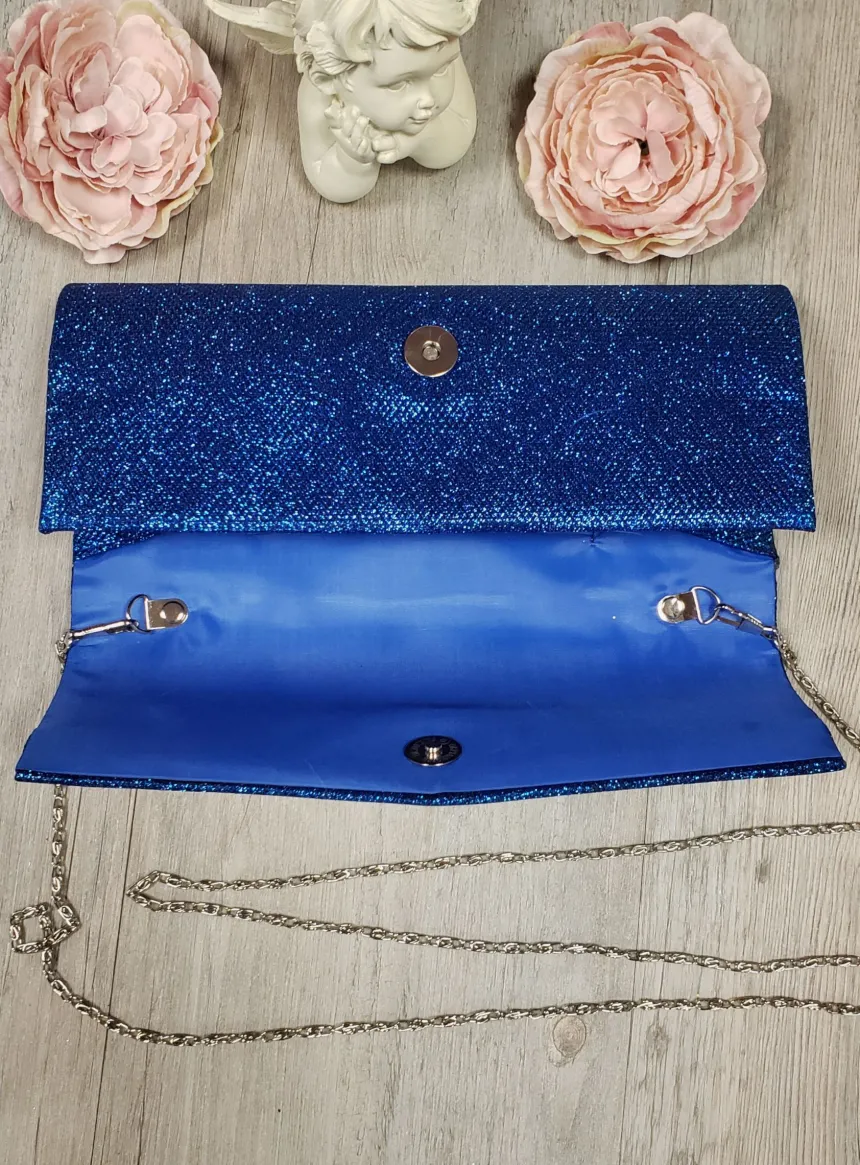 Pochette de soirée longue avec chainette et scintillante
