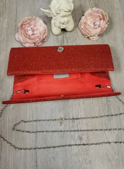 Pochette de soirée longue avec chainette et scintillante