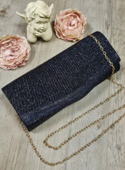 Pochette de soirée longue avec chainette et scintillante