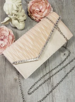 Pochette de soirée petit format satin et strass