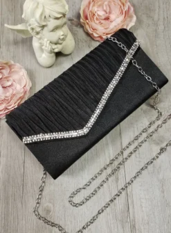 Pochette de soirée petit format satin et strass