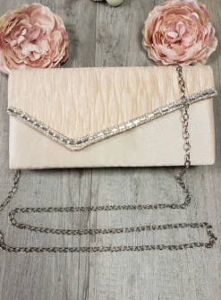 Pochette de soirée petit format satin et strass