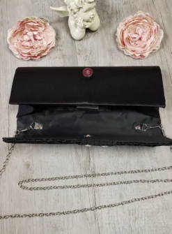 Pochette de soirée satin plissé et strass