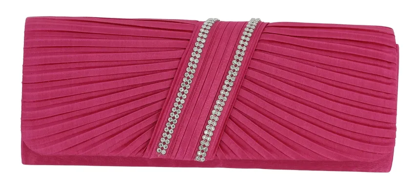 Pochette de soirée satin plissé et strass