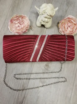 Pochette de soirée satin plissé et strass