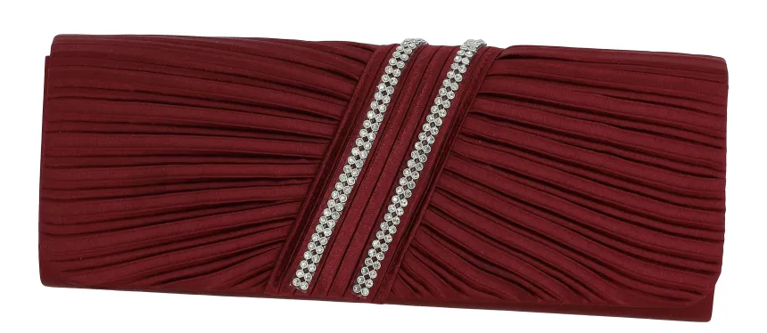 Pochette de soirée satin plissé et strass