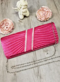 Pochette de soirée satin plissé et strass