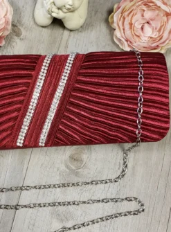 Pochette de soirée satin plissé et strass