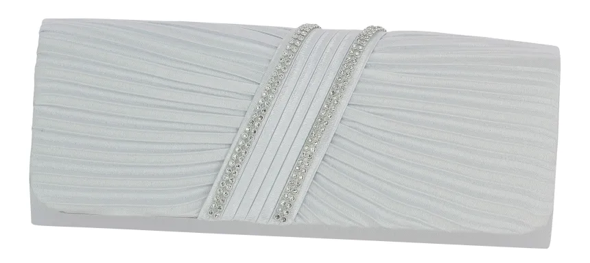 Pochette de soirée satin plissé et strass